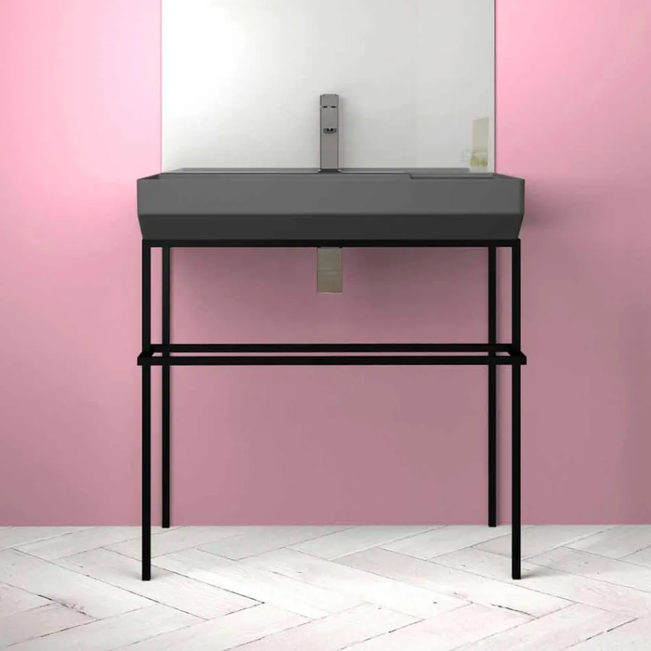 Lavabo da appoggio in ceramica di design fatto in Italia, Viviano Viadurini