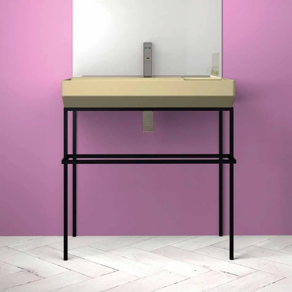 Lavabo da appoggio in ceramica di design fatto in Italia, Viviano Viadurini