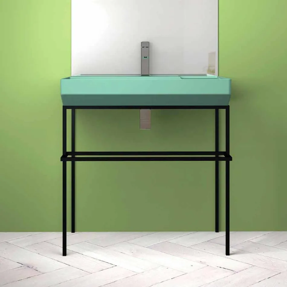 Lavabo da appoggio in ceramica di design fatto in Italia, Viviano Viadurini