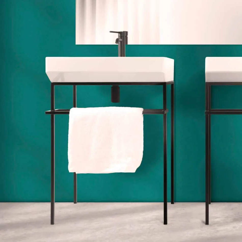 Lavabo da appoggio in ceramica di design fatto in Italia, Viviano Viadurini