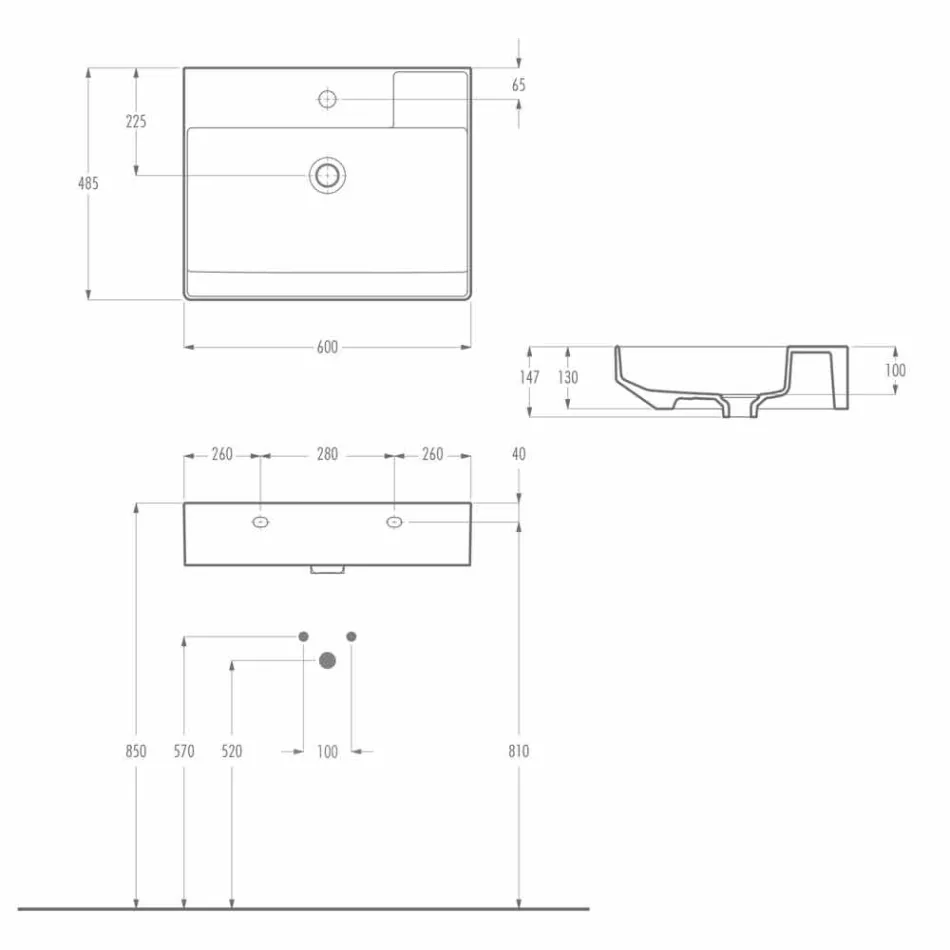 Lavabo da appoggio in ceramica di design fatto in Italia, Viviano Viadurini