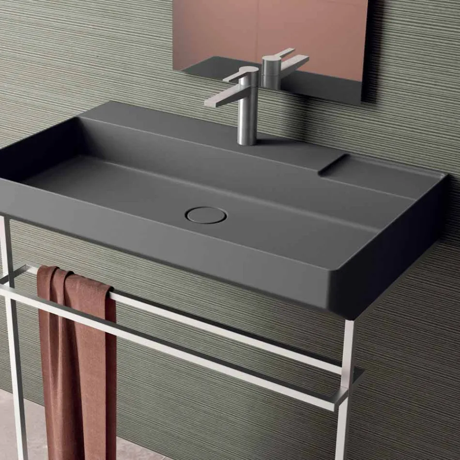 Lavabo da appoggio in ceramica di design fatto in Italia, Viviano Viadurini