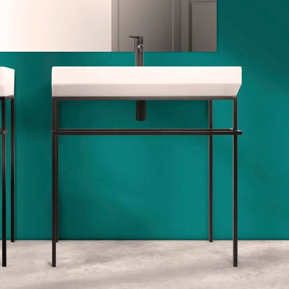 Lavabo da appoggio in ceramica di design fatto in Italia, Viviano Viadurini