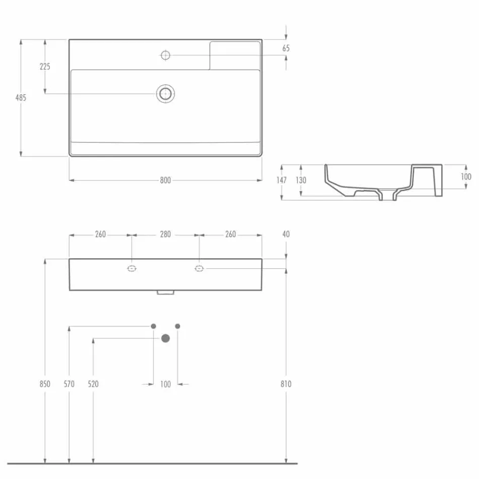 Lavabo da appoggio in ceramica di design fatto in Italia, Viviano Viadurini