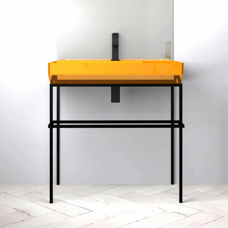 Lavabo da appoggio in ceramica di design fatto in Italia, Viviano Viadurini