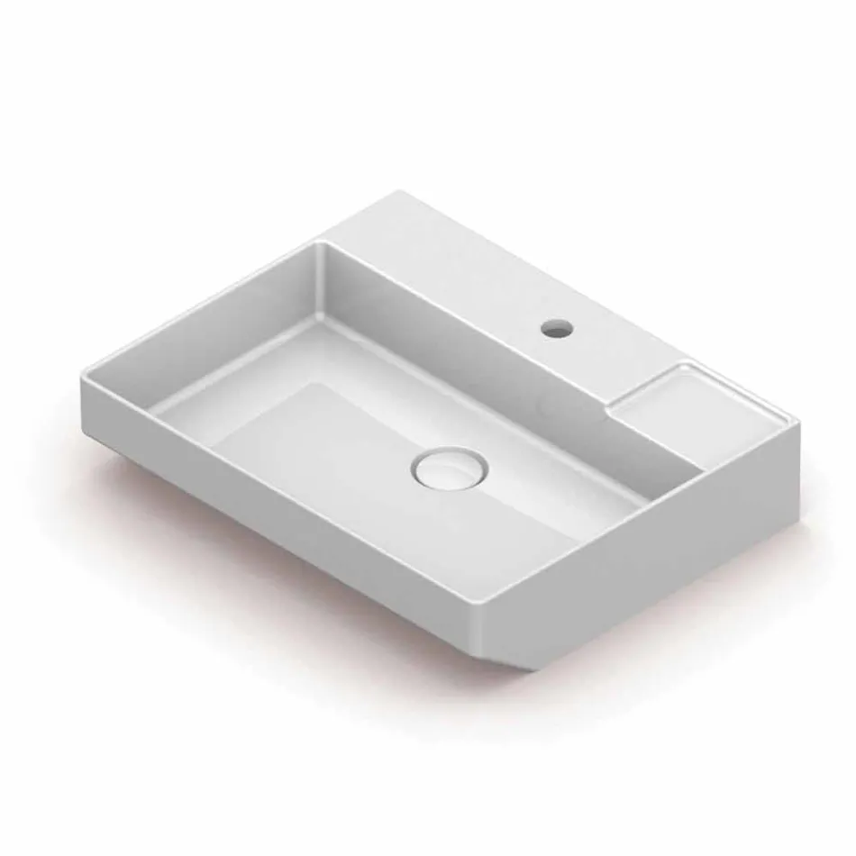 Lavabo da appoggio in ceramica di design fatto in Italia, Viviano Viadurini