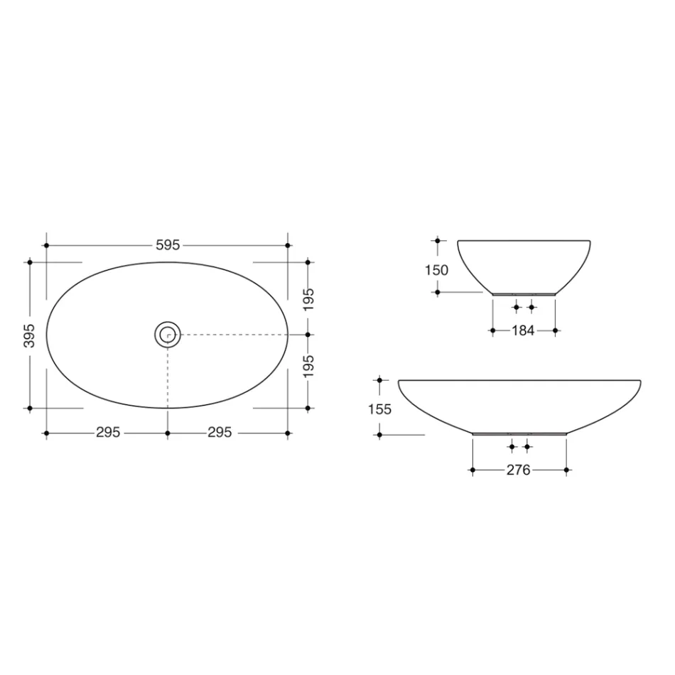 Lavabo da Appoggio in Ceramica Lucida o Opaca Made in Italy - Ferry Viadurini