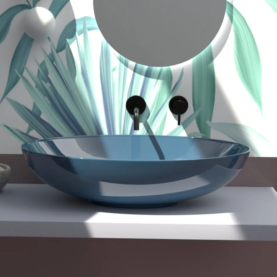 Lavabo da Appoggio in Ceramica Lucida o Opaca Made in Italy - Ferry Viadurini