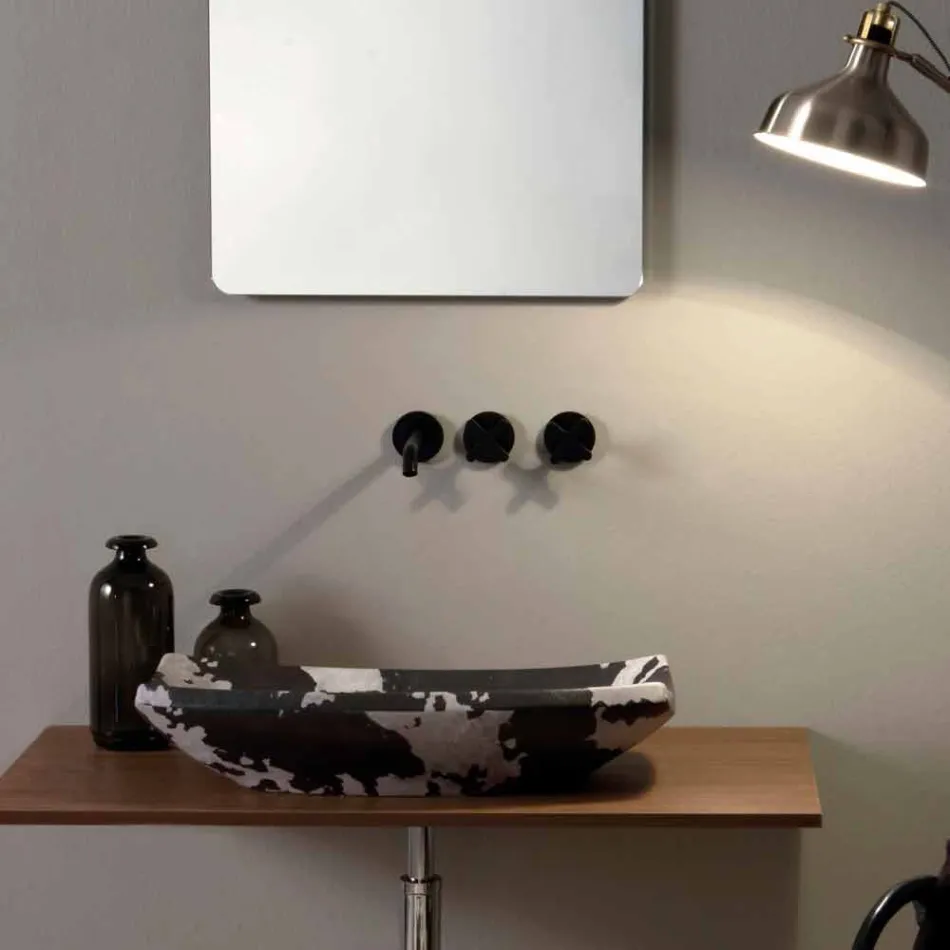 Lavabo da appoggio in ceramica maculato di design made in Italy Laura Viadurini