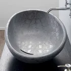 Lavabo da appoggio in ceramica stampa cocco grigio made Italy Glossy Viadurini