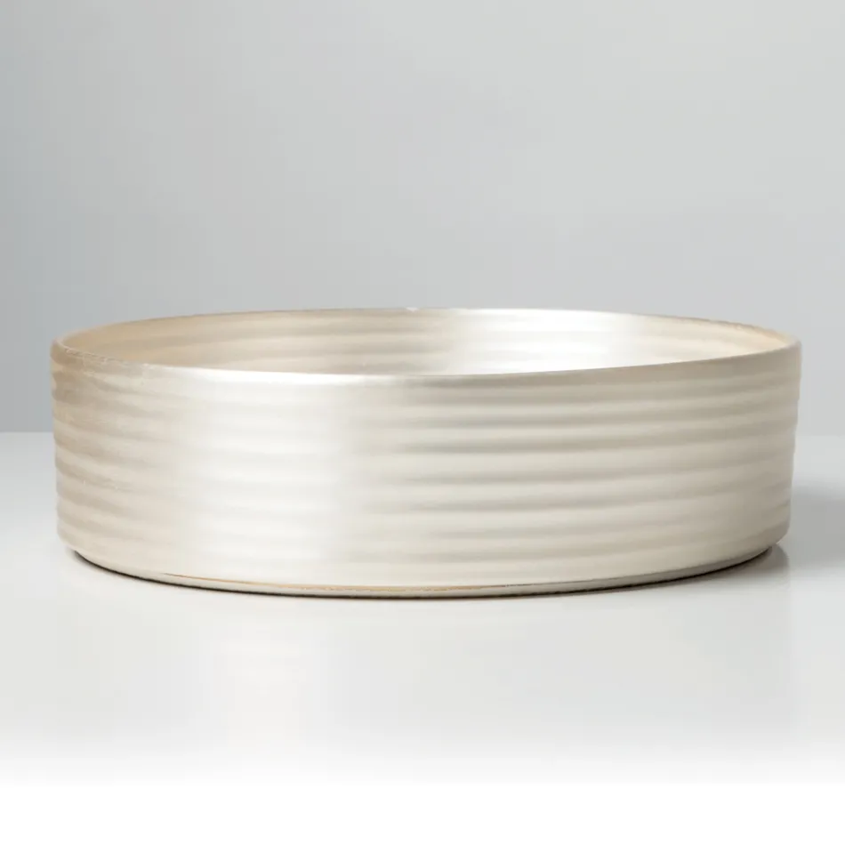 Lavabo da Appoggio in Gres Porcellanato Argento o Bianco - Vibrazione Viadurini