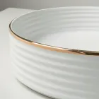 Lavabo da Appoggio in Gres Porcellanato con Bordo Smaltato - Vibrazione Viadurini