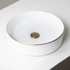 Lavabo da Appoggio in Gres Porcellanato con Bordo Smaltato - Vibrazione Viadurini