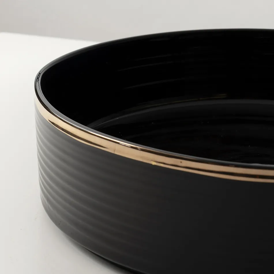 Lavabo da Appoggio in Gres Porcellanato con Bordo Smaltato - Vibrazione Viadurini