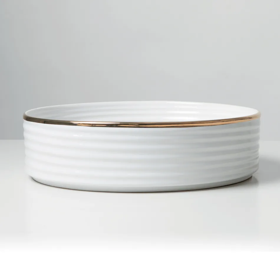 Lavabo da Appoggio in Gres Porcellanato con Bordo Smaltato - Vibrazione Viadurini