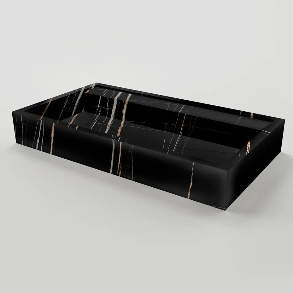 Lavabo da Appoggio in Gres Porcellanato Effetto Marmo Made in Italy - Cervia Viadurini