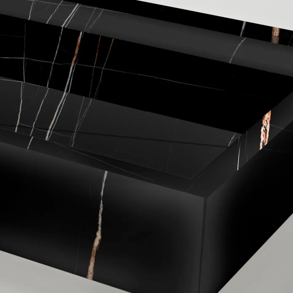 Lavabo da Appoggio in Gres Porcellanato Effetto Marmo Made in Italy - Cervia Viadurini