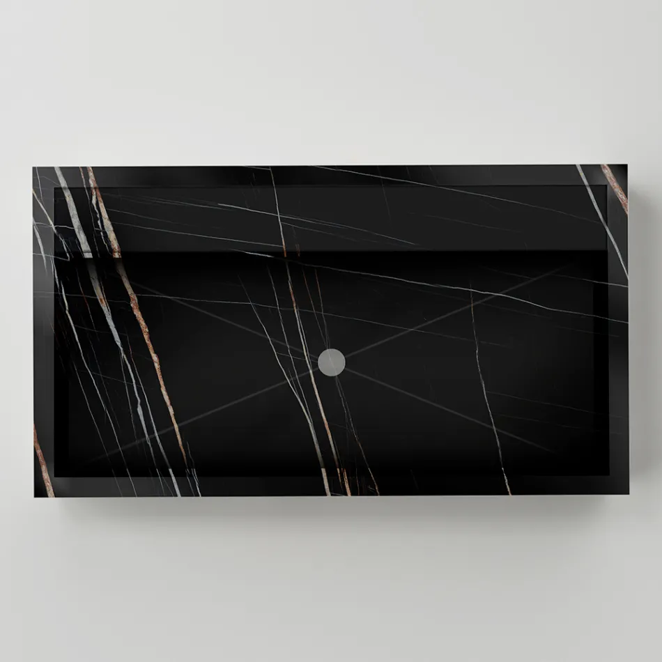 Lavabo da Appoggio in Gres Porcellanato Effetto Marmo Made in Italy - Cervia Viadurini