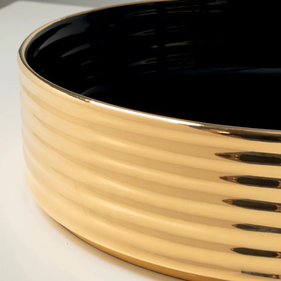 Lavabo da Appoggio in Gres Porcellanato Ondulato Made in Italy - Vibrazione Viadurini