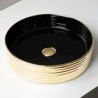 Lavabo da Appoggio in Gres Porcellanato Ondulato Made in Italy - Vibrazione Viadurini