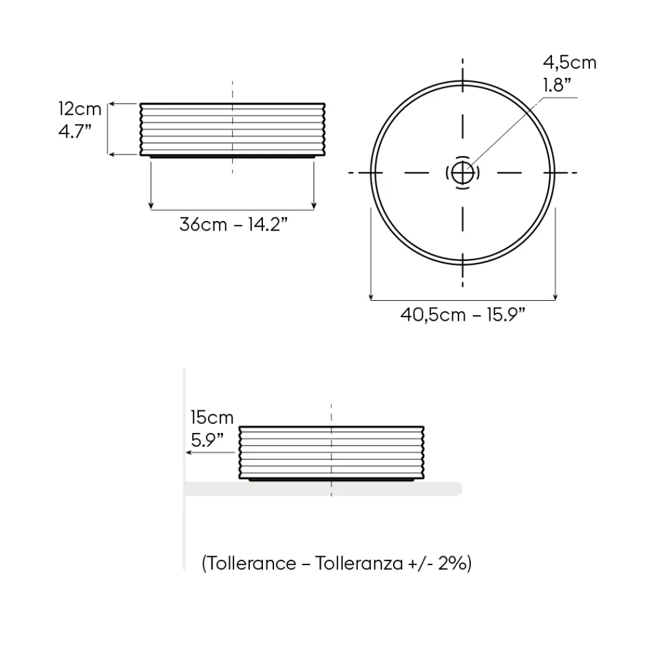 Lavabo da Appoggio in Gres Porcellanato Ondulato Made in Italy - Vibrazione Viadurini