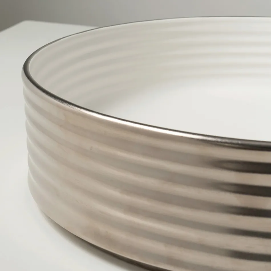 Lavabo da Appoggio in Gres Porcellanato Ondulato Made in Italy - Vibrazione Viadurini