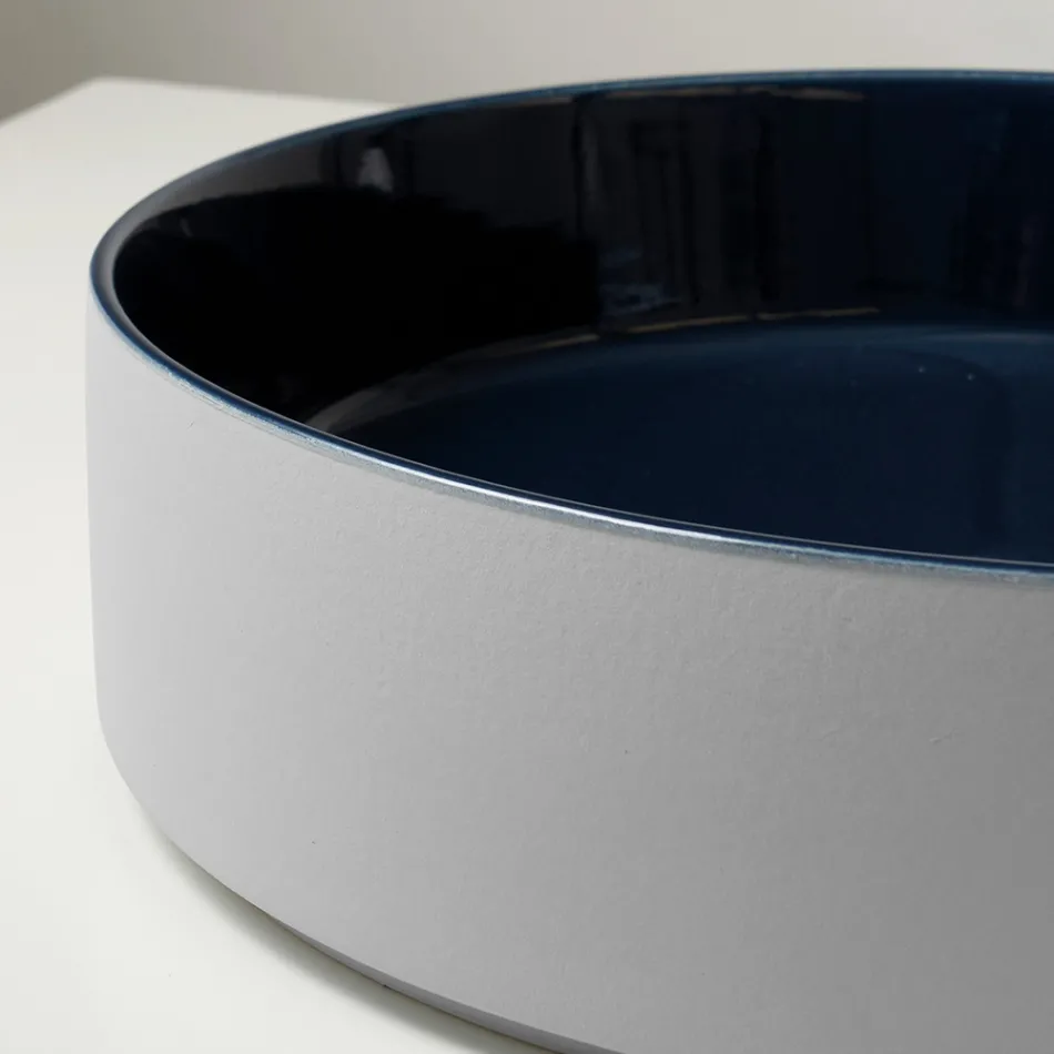 Lavabo da Appoggio in Gres Porcellanato Tornito a Mano Made in Italy - Halo Viadurini