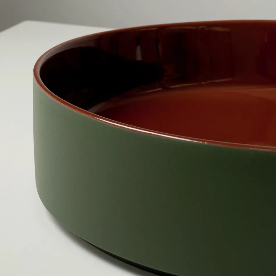 Lavabo da Appoggio in Gres Porcellanato Tornito a Mano Made in Italy - Halo Viadurini