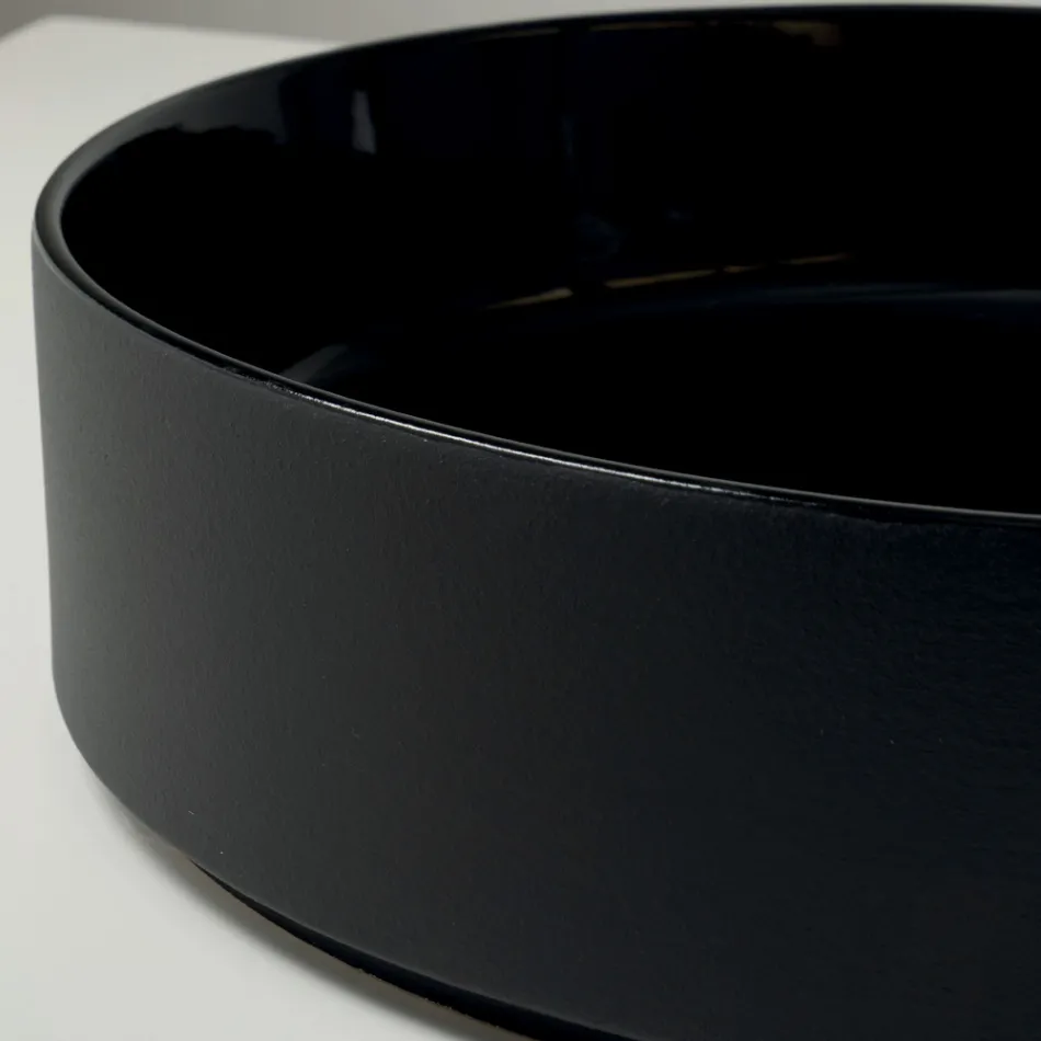 Lavabo da Appoggio in Gres Porcellanato Tornito a Mano Made in Italy - Halo Viadurini