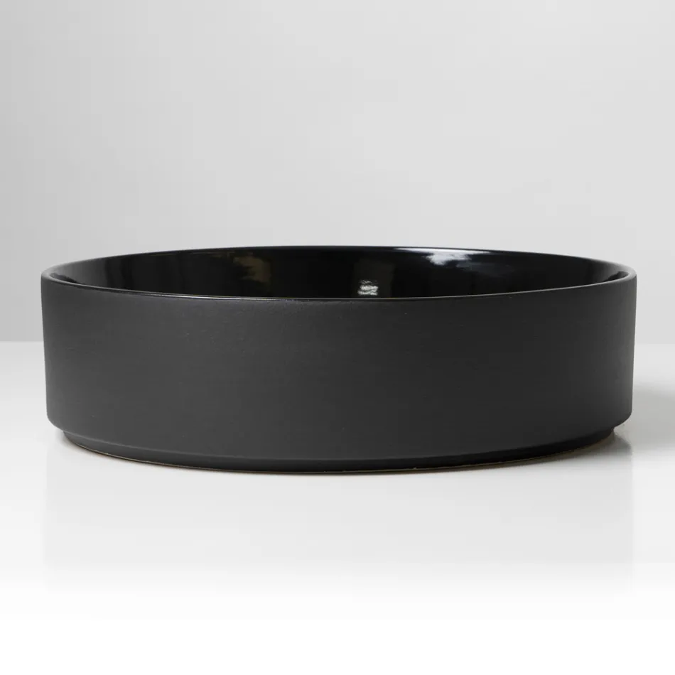 Lavabo da Appoggio in Gres Porcellanato Tornito a Mano Made in Italy - Halo Viadurini