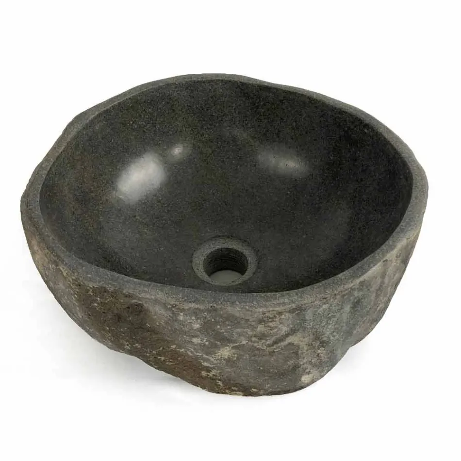 Lavabo da appoggio in pietra di fiume naturale  Agra Viadurini