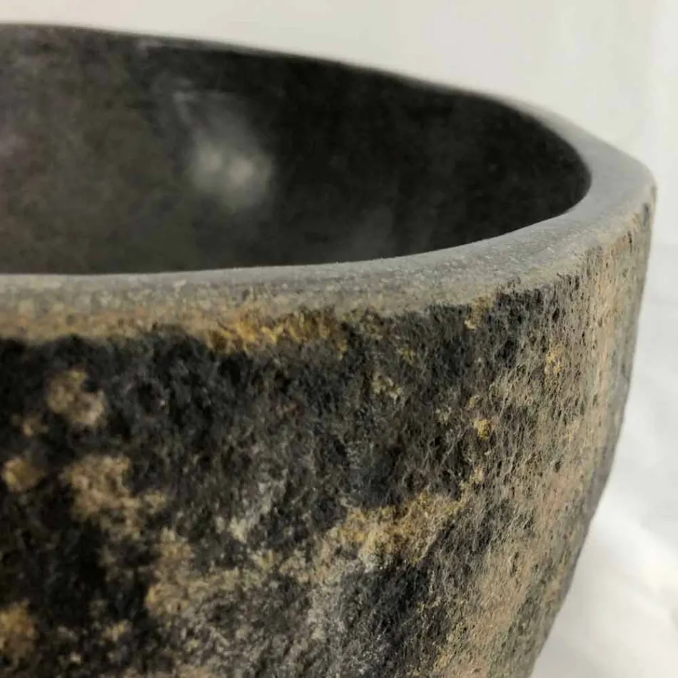 Lavabo da appoggio in pietra di fiume naturale  Agra Viadurini