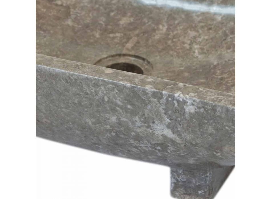 Lavabo da appoggio in pietra naturale grigio Iria, pezzo unico Viadurini