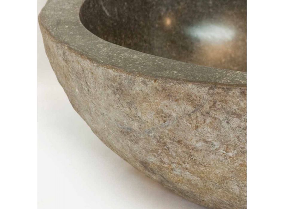 Lavabo da appoggio in pietra naturale Kai, pezzo unico Viadurini