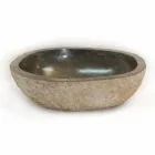 Lavabo da appoggio in pietra naturale Kai, pezzo unico Viadurini