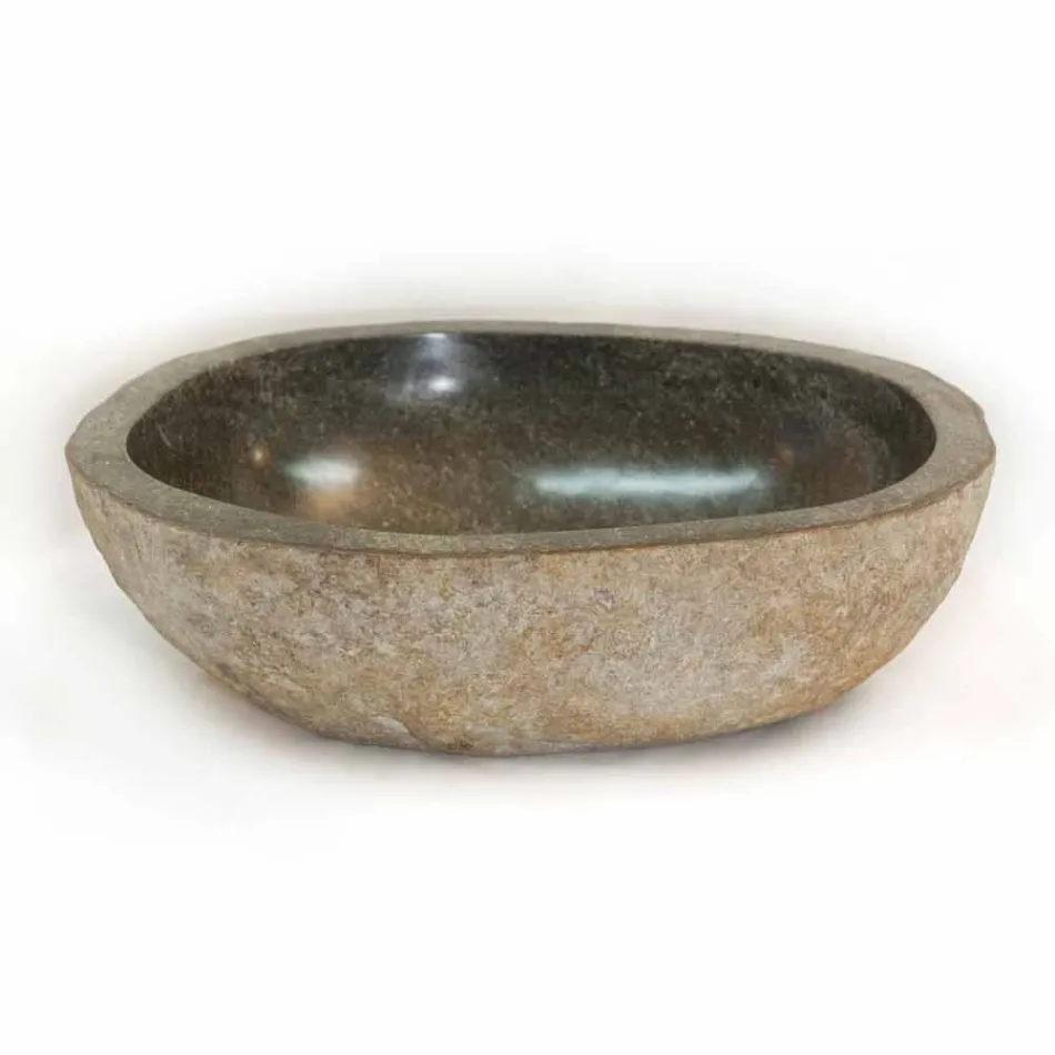 Lavabo da appoggio in pietra naturale Kai, pezzo unico Viadurini