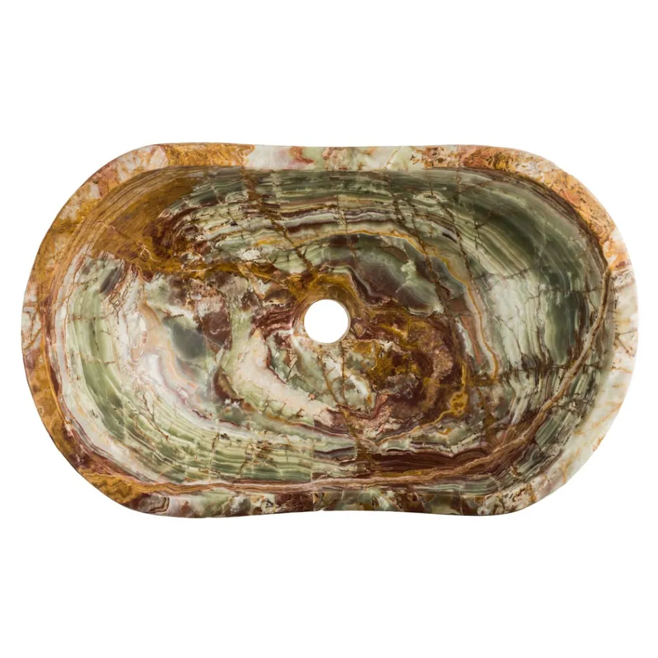 Lavabo da appoggio in pietra onice Leila, pezzo unico fatto a mano Viadurini