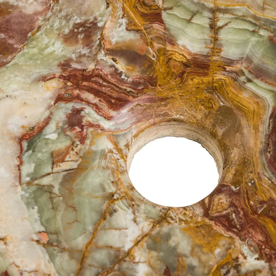 Lavabo da appoggio in pietra onice Leila, pezzo unico fatto a mano Viadurini