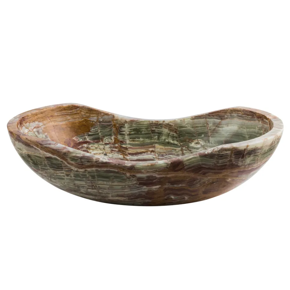 Lavabo da appoggio in pietra onice Leila, pezzo unico fatto a mano Viadurini