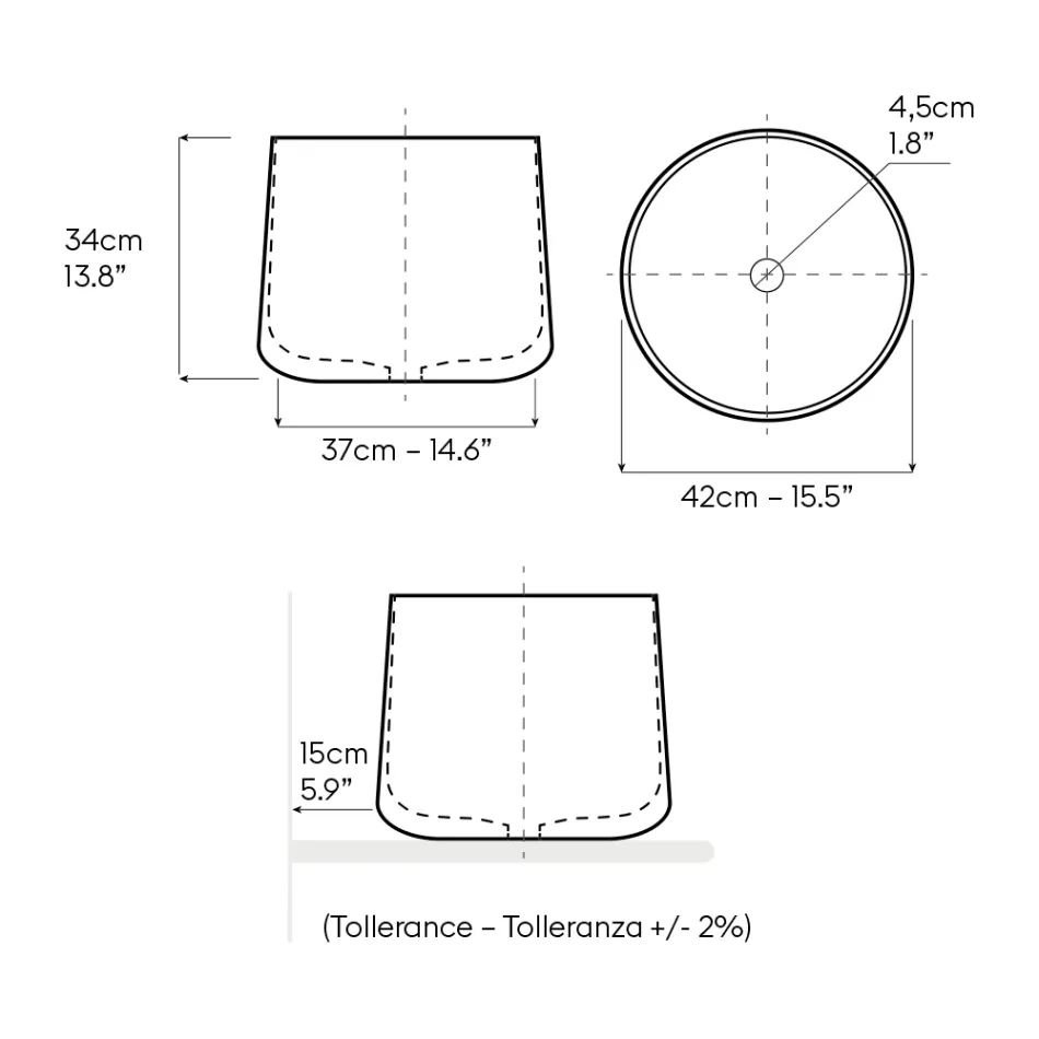 Lavabo da Appoggio in Porcellana Tornita a Mano - Nomad Viadurini