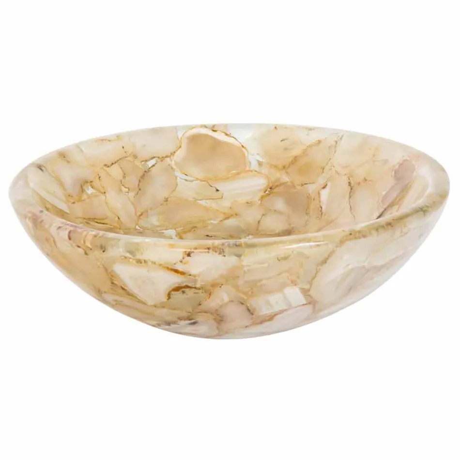 Lavabo da appoggio in resina artificiale Alma, inserti in pietra agata Viadurini