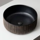 Lavabo da Appoggio in Terra Rossa Naturale Striato a Mano - Balance Viadurini