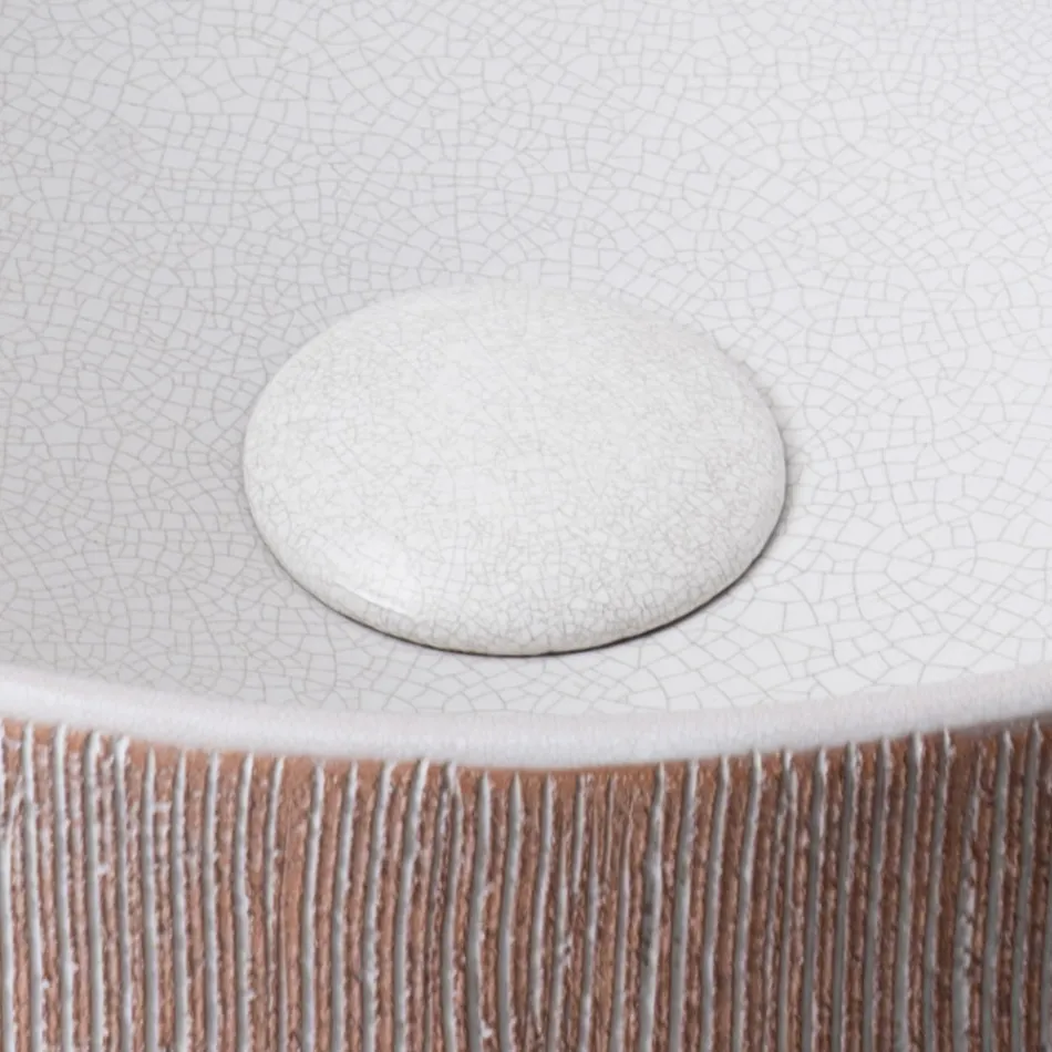 Lavabo da Appoggio in Terra Rossa Naturale Striato a Mano - Balance Viadurini