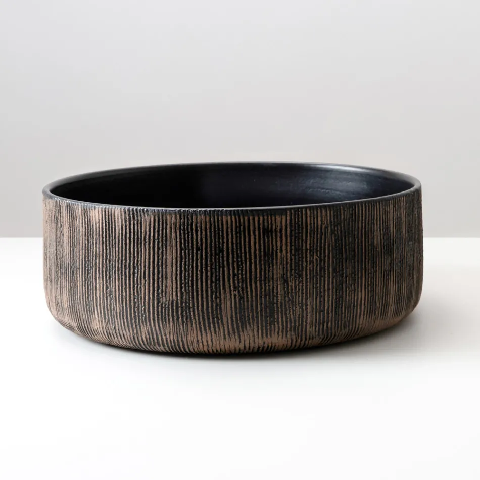 Lavabo da Appoggio in Terra Rossa Naturale Striato a Mano - Balance Viadurini