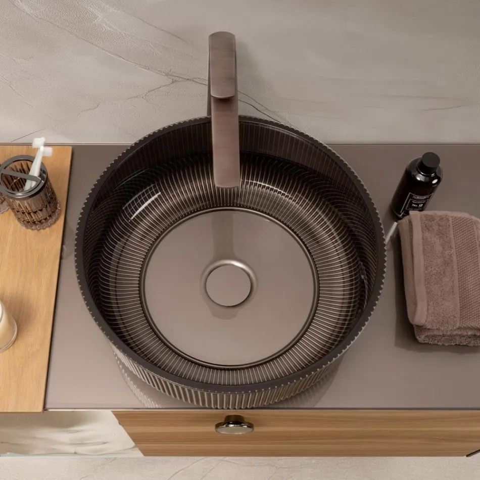 Lavabo da Appoggio in Vetro Veneziano Resinato e Verniciato - Excelsior Viadurini