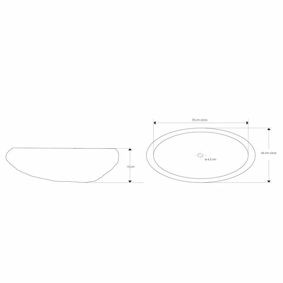 Lavabo da Appoggio Lavorato Artigianalemente in Pietra di Fiume - Aurea Viadurini