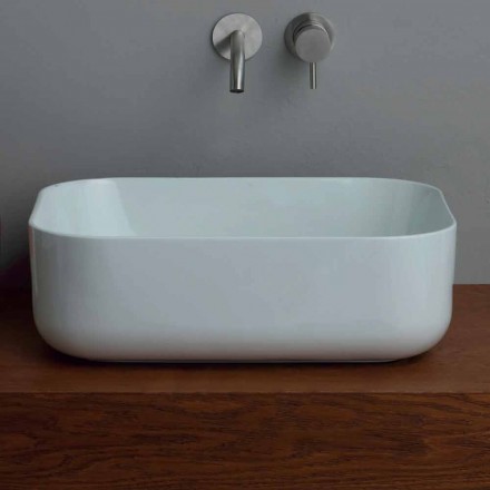 Lavabo da appoggio moderno in ceramica bianca o colorata Star 50x37 cm Viadurini