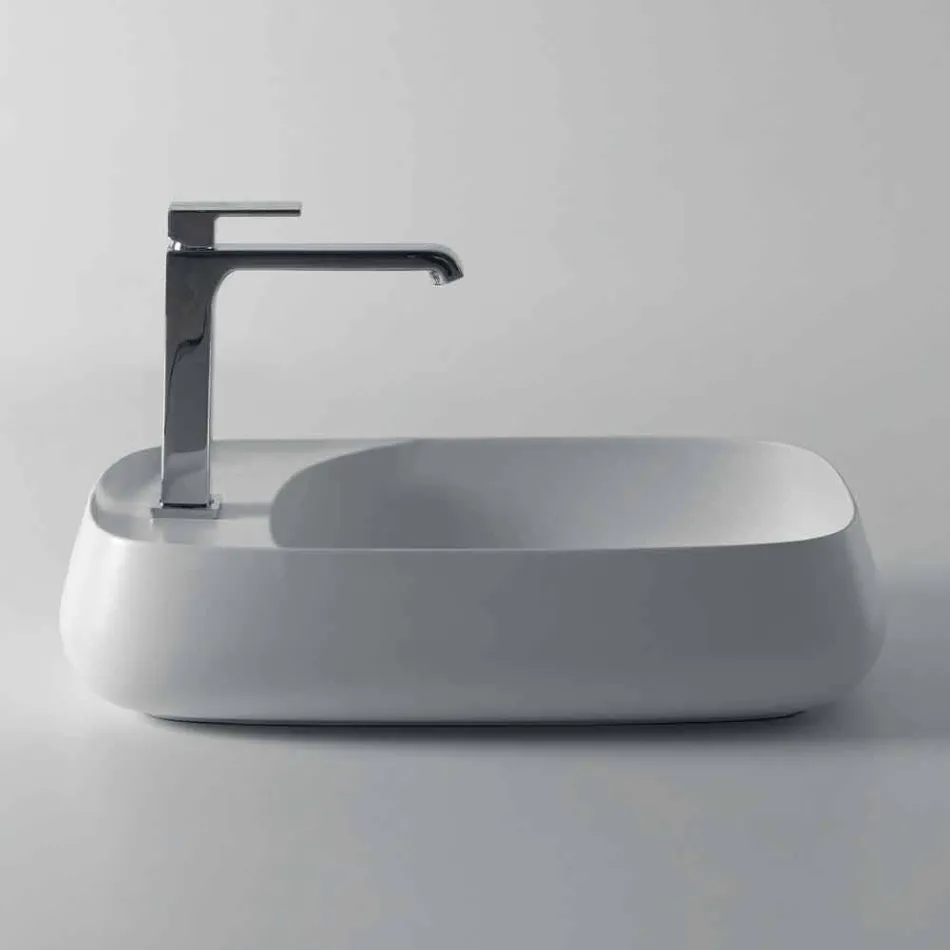 Lavabo da appoggio moderno in ceramica L 60cm fatto in Italia, Gaiola Viadurini
