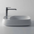 Lavabo da appoggio moderno in ceramica L 60cm fatto in Italia, Gaiola