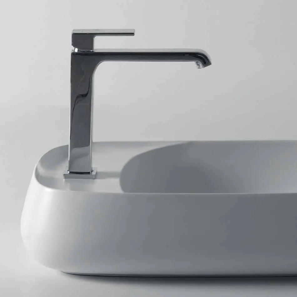 Lavabo da appoggio moderno in ceramica L 60cm fatto in Italia, Gaiola Viadurini